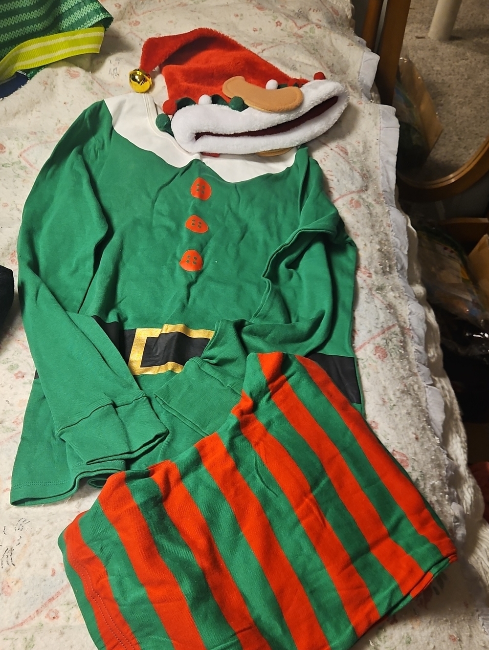 Adults Elf Costume Set - Green & Red